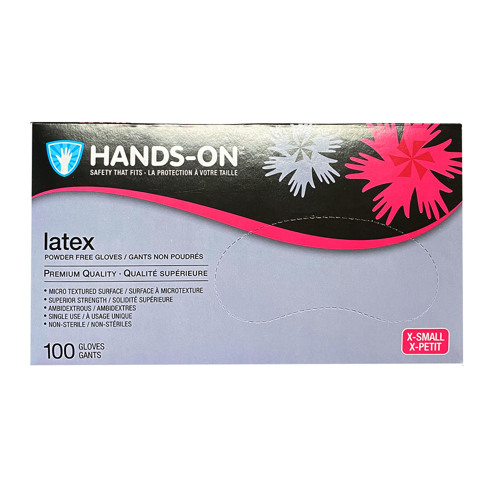 Gants d'examen médical en latex non poudrés Hands On 100 paquets - Très petit 00200