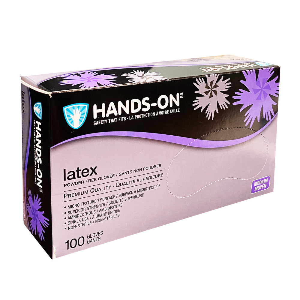 Gants d'examen médical en latex PF Hands On, boîte de 100 - Taille M 00220