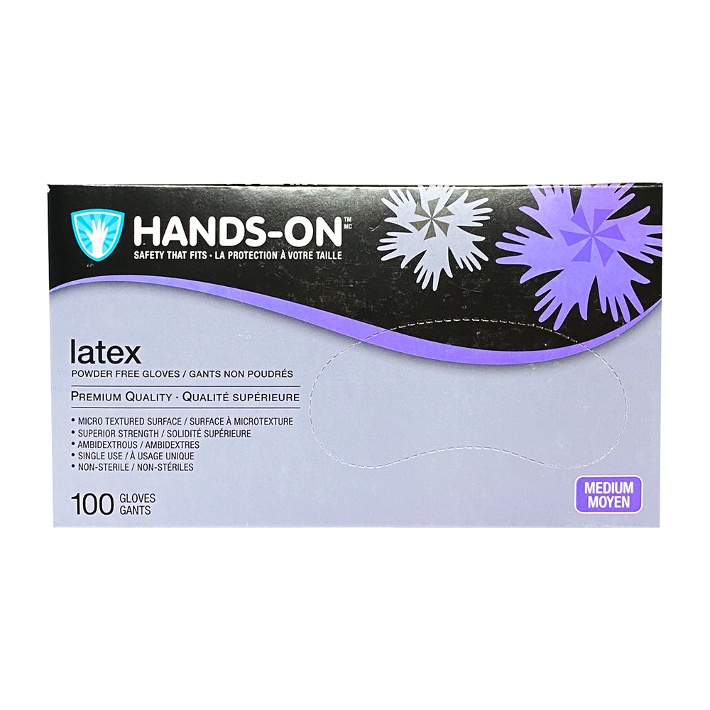 Gants d'examen médical en latex PF Hands On, boîte de 100 - Taille M 00220