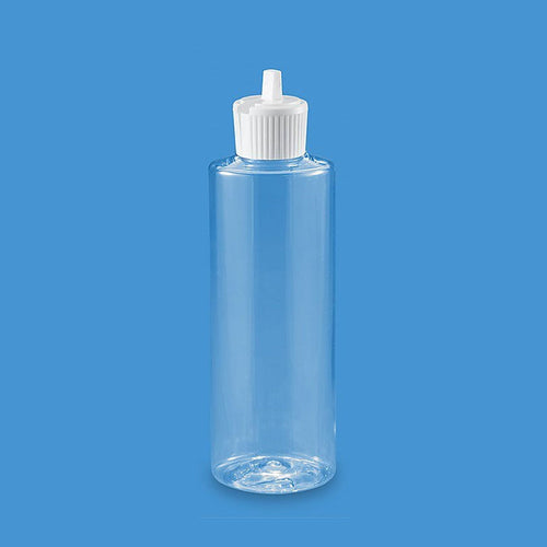 Clear Cylinder Bottles - 4 oz, Flip Top Cap 00617