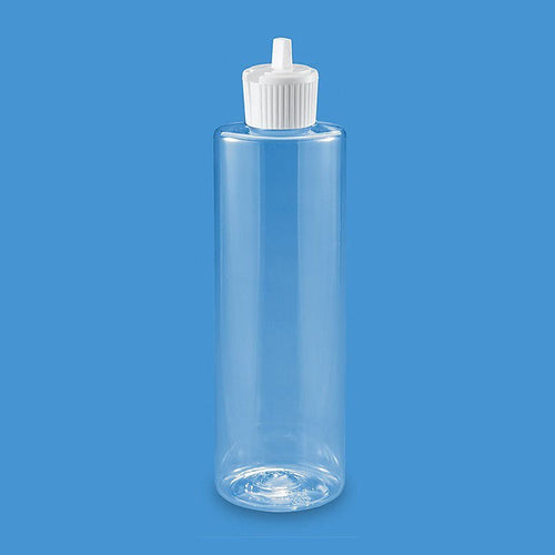 Bouteilles cylindriques transparentes - 8 oz, bouchon à charnière 00618