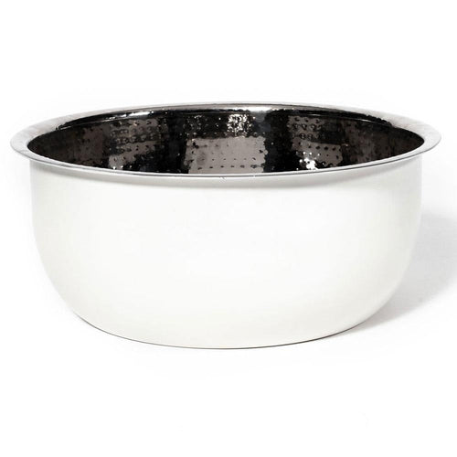 Bol de pédicure Noel Asmar en acier inoxydable martelé avec blancPB3014W