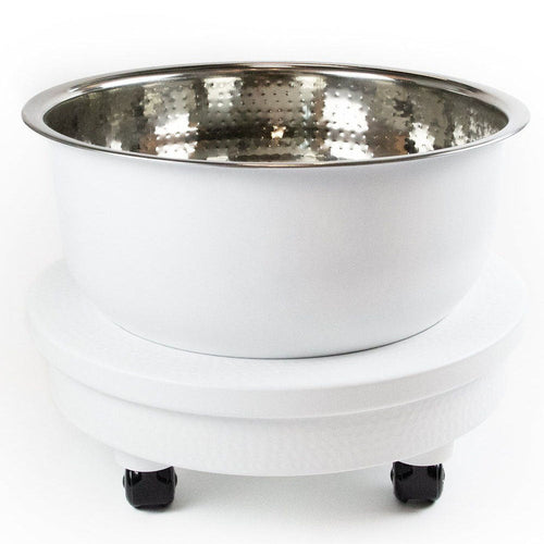 Bol de pédicure Noel Asmar en acier inoxydable martelé avec blancPB3014W