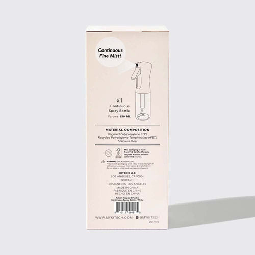 KITSCH Recycled Plastic Continuous Spray Bottle White 56481