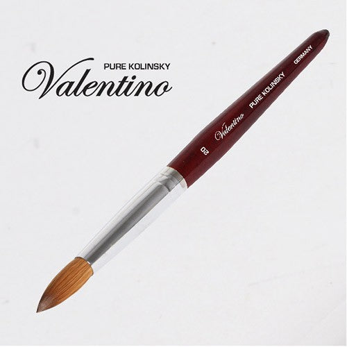 Pinceau acrylique Valentino Kolinsky, manche en bois de cerisier, virole chromée, taille 20