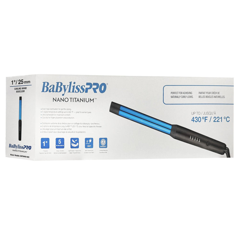 BaBylissPRO Nano Titanium Fer à boucler conique 1 po/25 mm 48717