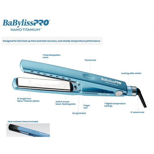 BaBylissPRO Nano Titanium Ionic Fer plat 1¼" BNT9091TXLC