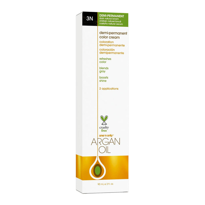 Crème Colorante Semi-permanente à l'Huile d'Argan 3N Châtain Foncé Naturel