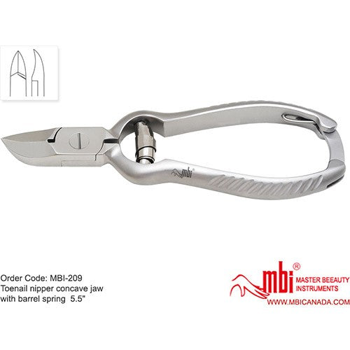 MBI-209 Pince à Ongles de Pieds Mâchoire Courbe avec Barillet 5.5"