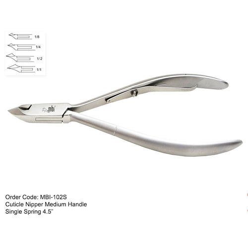 MBI-102S Cuticle Nipper Single Spring 4.5" 1/4 Jaw