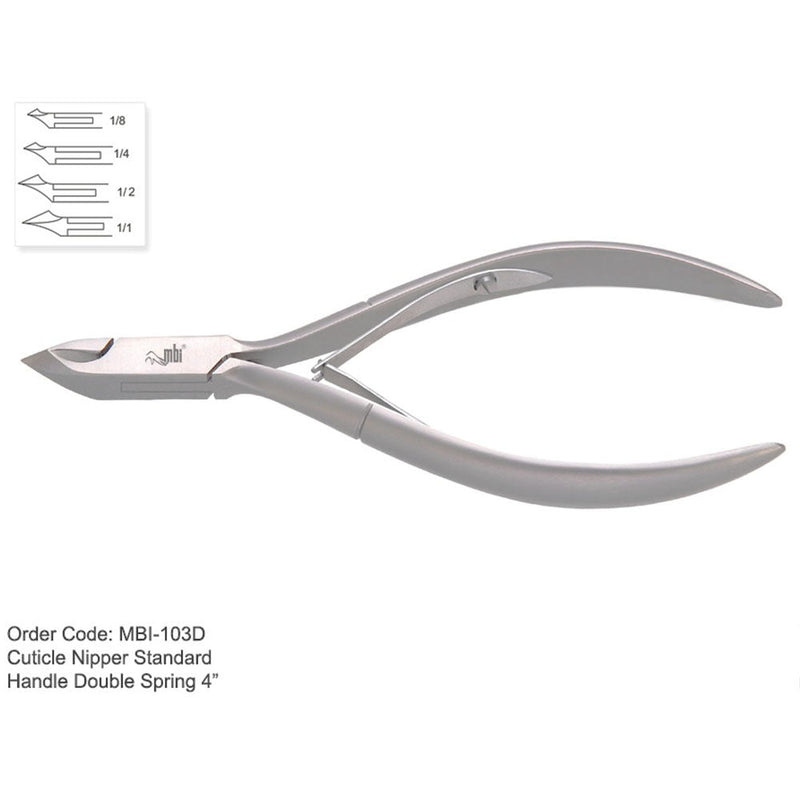 MBI-103D Pince à cuticules double ressort 4" 1/8 Mors