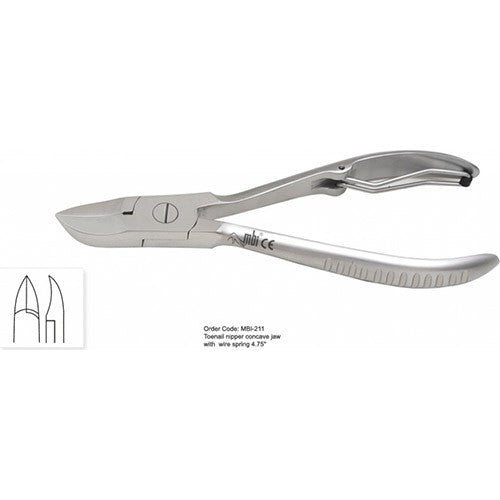MBI-211 Pince à ongles à mâchoire concave, ressort unique 4,75"