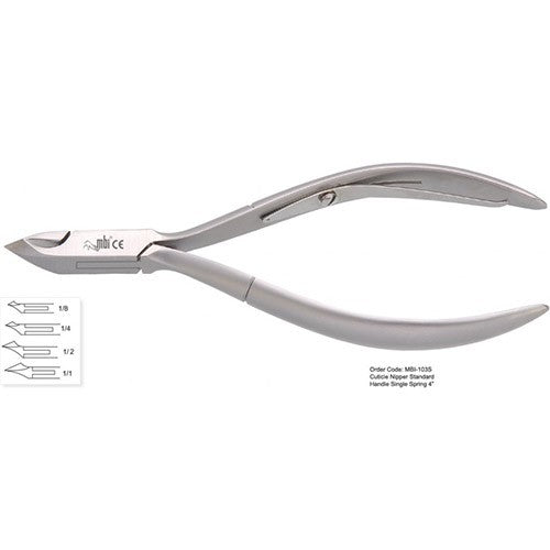 MBI-103S Pince à cuticules ressort simple 10 cm 1/4 Mors
