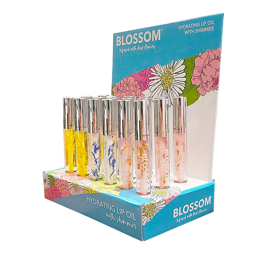 Huile à lèvres hydratante Blossom pailletée 18 pièces BL-LIPOIL18