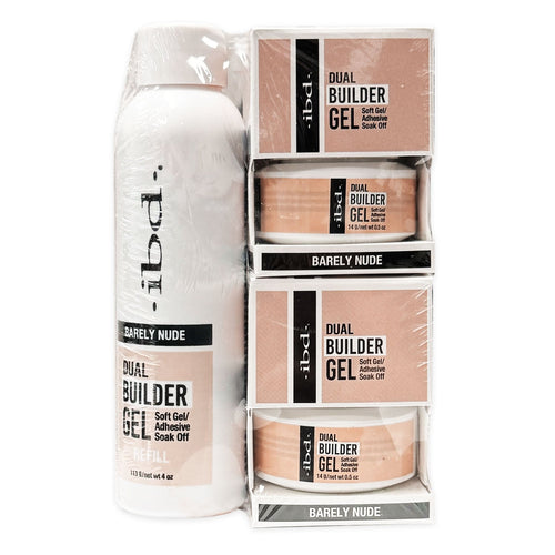 Lot de gels de construction IBD Soak Off Dual Builder Gel - Barely Nude 37437