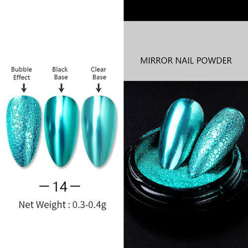 Poudre à Ongles Scintillante Effet Miroir Sarcelle 46283-14