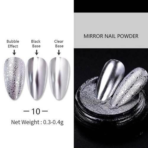 Poudre à ongles effet miroir pailletée argentée 46283-10