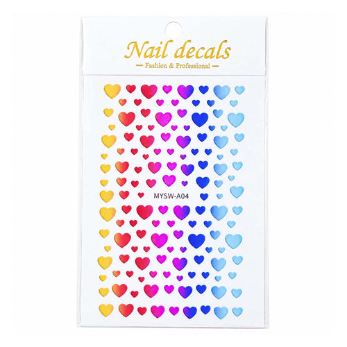 Nail Sticker Laser Self-Adhesive 3D Heart Love Color 14750
