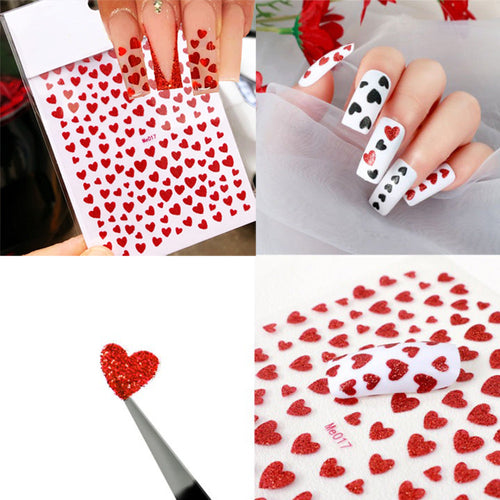 Autocollants de Nail Art Cœur avec Poudre à Paillettes 19450
