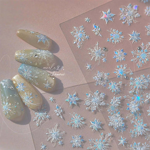 Nail Art Stickers Flying Snowflakes 50728