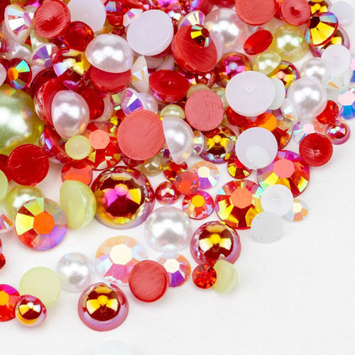 VDD Strass Demi-perles Arc-en-ciel Tailles Assorties 30g D1127