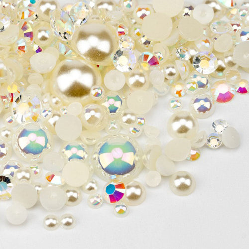 VDD Strass Demi-perles Arc-en-ciel Tailles Assorties 30g D1130