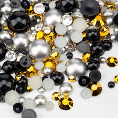 VDD Rhinestone Rainbow Half Round Pearls Mix Size 30g D1140