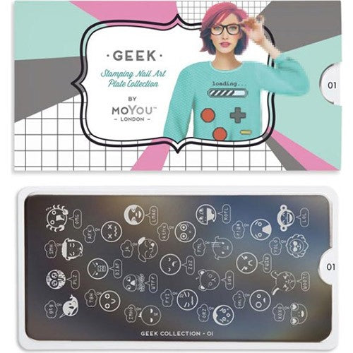 Plaque stamping MoYou Nail Art Collection Geek 01 #MPGEE01