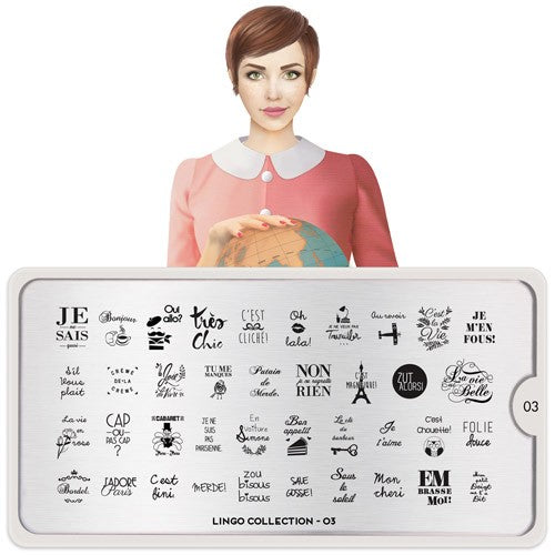 Plaque de stamping MoYou Nail Art Collection Lingo 03 #MPLIN03