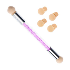 Nail Art Brush W/4 Replaceable Sponge Db Head Purple B3027SS
