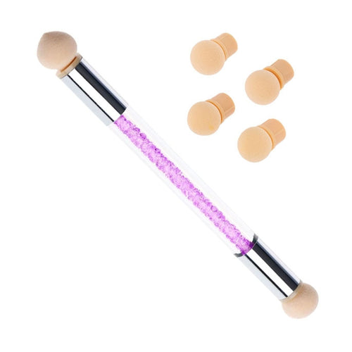 Nail Art Brush W/4 Replaceable Sponge Db Head Purple B3027SS