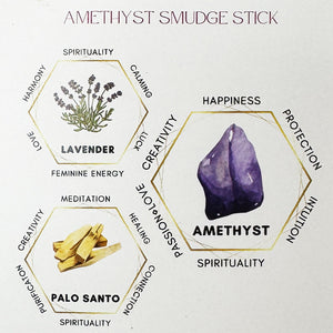 Amethyst, Lavender and Palo Santo Smudge Stick 11593
