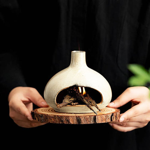 Brûleur d'encens en céramique HAKU style Wabi-Sabi - Os 12255