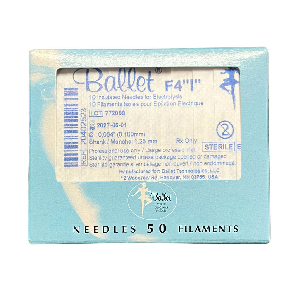 Ballet Insulated Electrolysis Needles 50PK F4"I" 02523