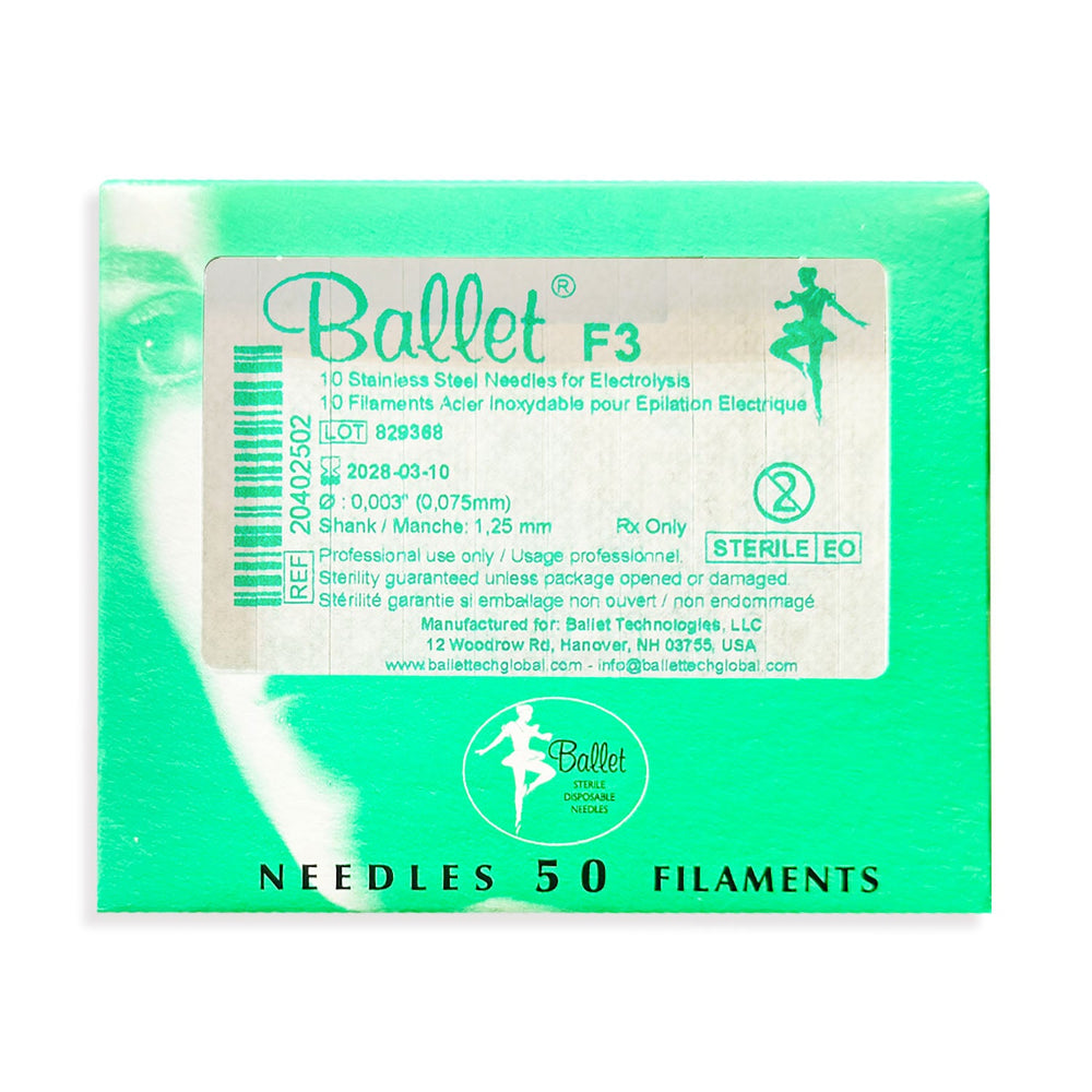 Ballet Stainless Steel Electrolysis Needles F3 -50/pk 02502