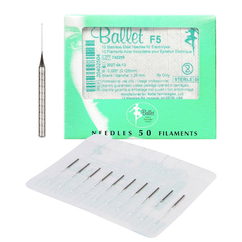 Ballet Stainless Steel Electrolysis Needles F5 -50/pk 02504