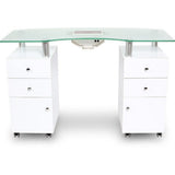 Table à ongles J&A en verre dépoli blanc avec ventilateur 3 pièces