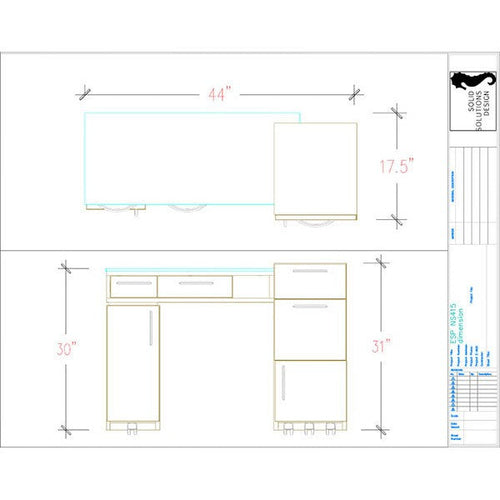 Poste de Manucure Esprimere 44L"x17.5W"x30H" Blanc NS415