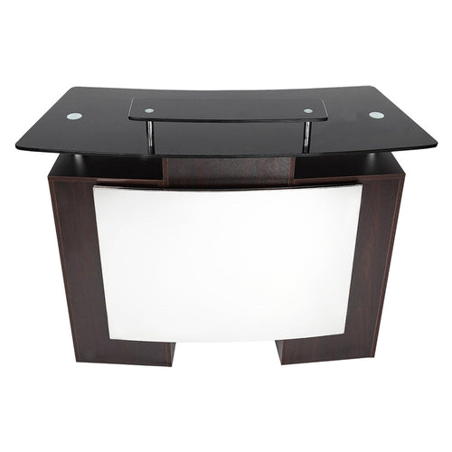 Comptoir de Réception J&A avec Plateau en Verre 3pcs - Noyer Brun DP-3313