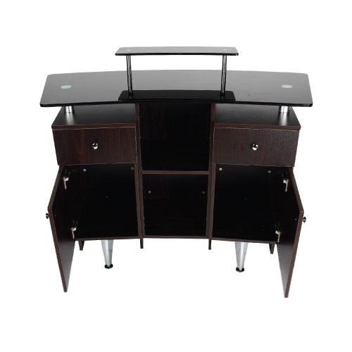 Comptoir de Réception J&A avec Plateau en Verre 3pcs - Noyer Brun DP-3313