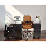 Table à Ongles J&A Noyer avec Plateau en Verre Noir (2pièces/ensemble)DP-3438