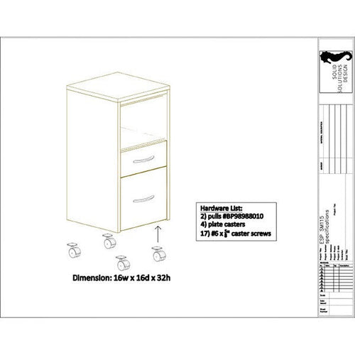 Chariot de Salon Esprimere 16L"x16W"x32H" Contour Brun SM115