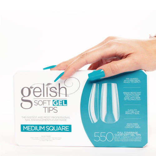 Gelish Embouts carrés moyens en gel souple transparent 550 embouts 1168161