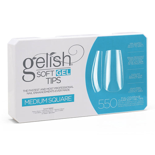 Gelish Embouts carrés moyens en gel souple transparent 550 embouts 1168161