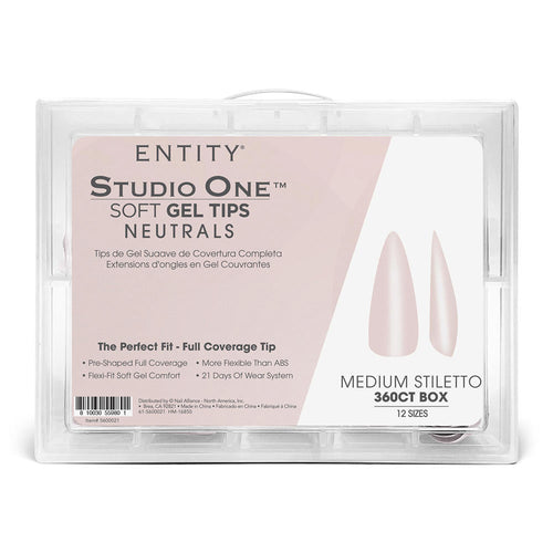 Entity Soft Gel Tips Stiletto Moyen 360CT Nude Clair 600021