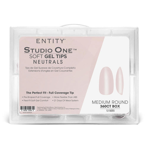 Ongles en gel souple Entity, taille moyenne, ronds, 360 pièces, Nude clair, 5600024
