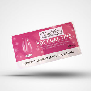 Silver Star Gel Tips 550PC Stiletto ClearFullCoverage L W020