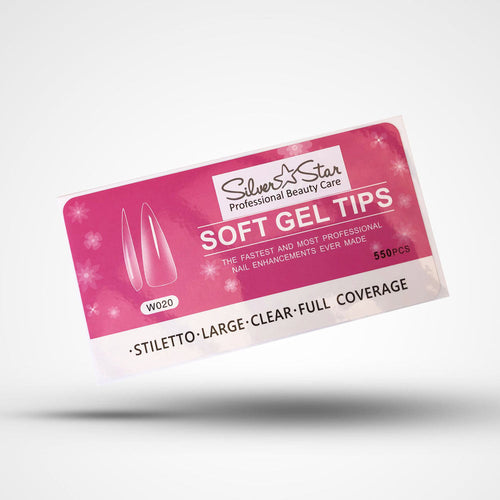 Silver Star Gel Tips 550PC Stiletto ClearFullCoverage L W020