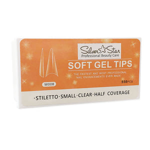 Silver Star Gel Tips 550PC Stiletto ClearHalfCoverage S W008