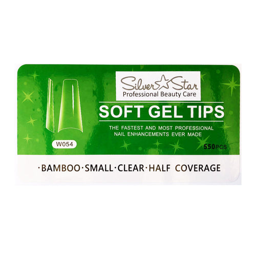 Silver Star Gel Tips 550PC Bambou Transparent Demi-couverture S W054